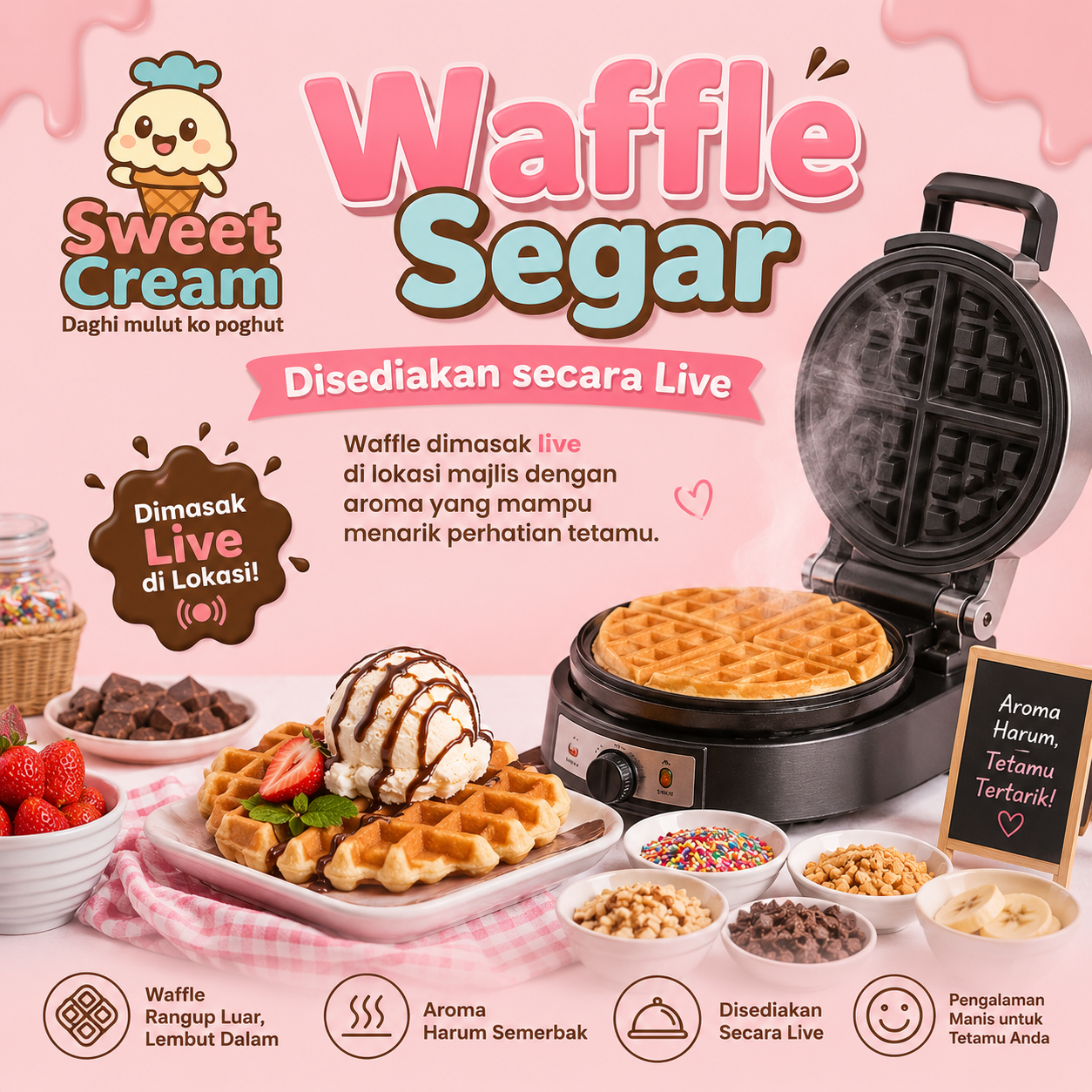 Waffle Segar Disediakan Di Lokasi